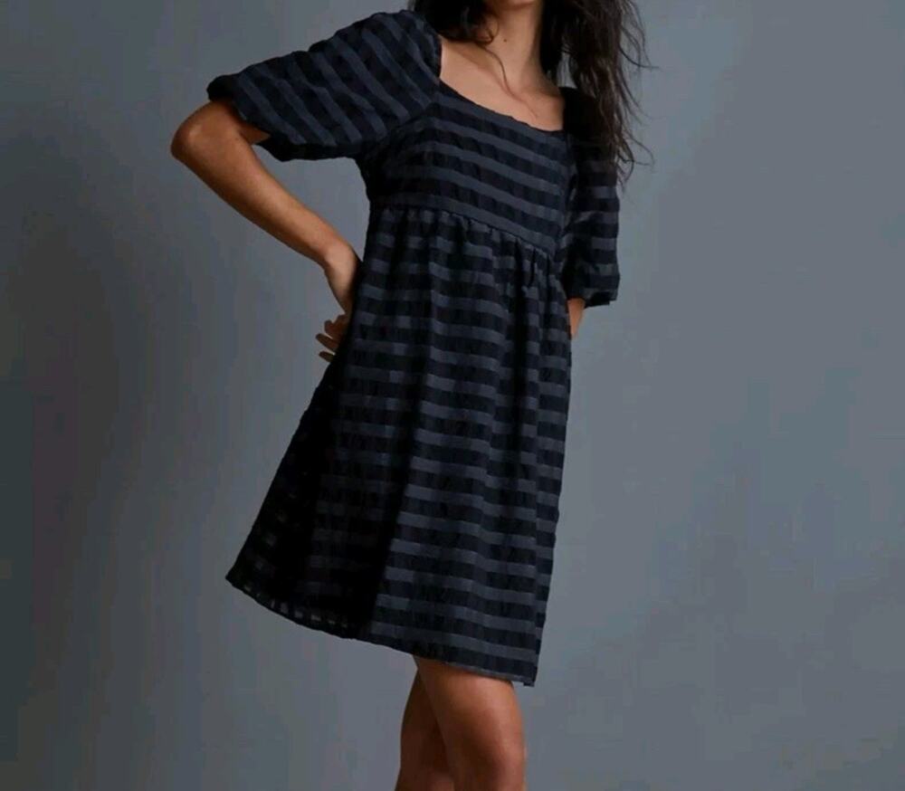 Anthropologie Women’s Marla Flounced Puff Sleeve Baby Doll Mini Dress Size M